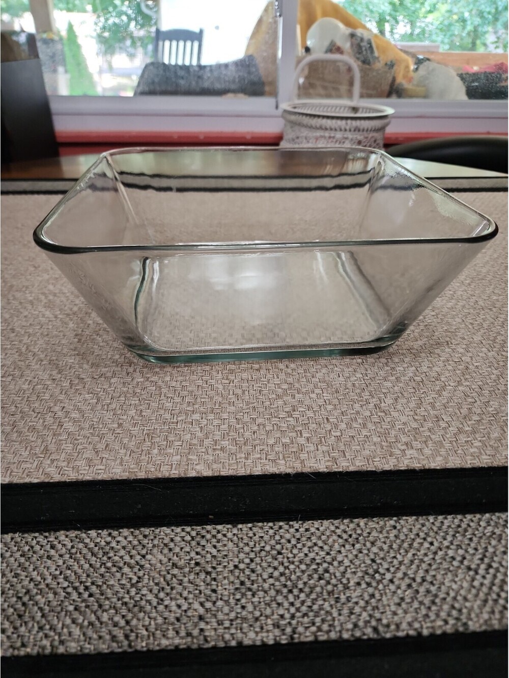 Clear Glass Tapered Rectangle Serving Bowl 11"×11"×4